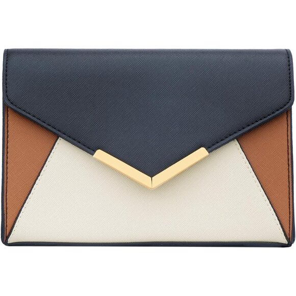 ⚡ Women's Multi Leather Elegant Snap Closure Envelope Foldover Clutch Bag - Picture 3 of 6